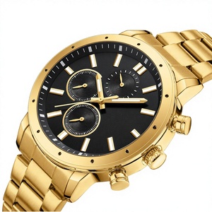 Montre Chronographe à Quartz pour Homme en Or avec 3 Cadrans, Bracelet en Acier Inoxydable, Multifonction, Étanche, Sportive avec Calendrier - Product Image 6