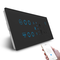 Interrupteur mural intelligent Makegood Factory Outlet avec variateur de vitesse pour ventilateur, climatiseur, port USB-C, compatible Alexa et Google, 220V, écran tactile en verre, WiFi, IP53