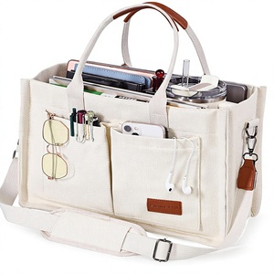 <span class=keywords><strong>Sac</strong></span> fourre-tout en toile de couleur unie FIORETTO <span class=keywords><strong>pour</strong></span> femmes avec fermeture à glissière et compartiments individuels <span class=keywords><strong>pour</strong></span> le travail, l'université, les enseignants et les infirmières - Product Image 1