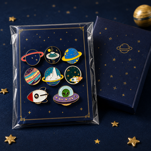 Set de Pines de Esmalte Duro Personalizados con Temática Espacial: Cohete, Astronauta, Planeta, OVNI, Galaxia - Insignias Metálicas para Solapa OEM ODM - Product Image 3