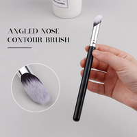 Marque de luxe sans cruauté synthétique Nylon cheveux maquillage ombre à paupières nez Contour brosses manche en bois aluminium pour le maquillage