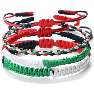 Foreign trade new jewelry Palestine Kuwait UAE flag color hand woven bracelet color diamond knot fashion rope factory wholesale