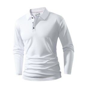 Primavera, autunno e inverno nuova <span class=keywords><strong>Polo</strong></span> da uomo di alta qualità con risvolto a manica lunga t-Shirt Top Casual tinta unita - Product Image 1