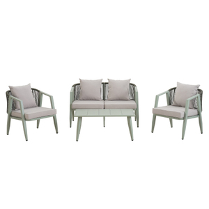 Durable and Comfortable Modern <b>Rattan</b> Foldable Outdoor Seating Set for 4 Eco-Friendly & Portable for Patios Lawns Poolsides - Product Image 3