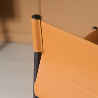 Tabouret de bar minimaliste en cuir pleine fleur de style industriel italien, chaise de comptoir moderne et simple pour la maison, le pub, la salle à manger, en métal