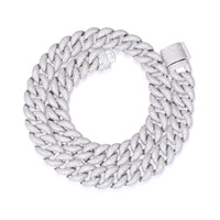 Collier Moissanite Europe États-Unis Transfrontalier 15mm Pave 5 Rangs Zircon Bubble Cuba Chaîne Miami Hip-Hop Personnalité Tendance