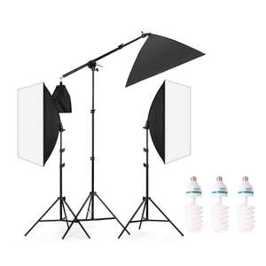 Kit completo de soporte de fondo de 2x3M + Softbox/bombilla/paraguas/reflector-Conjunto de iluminación fotográfica profesional - Product Image 3