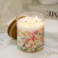Bougie tendance à paillettes arc-en-ciel dans un récipient en verre, poids total 750g, longue durée de combustion, parfumée, pour la décoration de la maison