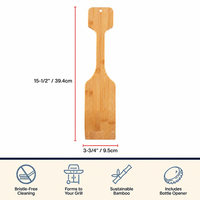 Grattoir à gril en bambou avec ouvre-bouteille, nettoyeur de barbecue 39 cm sans poils, indispensable pour les grillades estivales