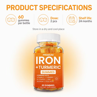 Bonbons Gommeux au Curcuma et au Gingembre, Extrait de Curcumine, Complexe de Gingembre, Complément pour Améliorer l'Immunité, Multivitamines pour Femmes B6 B12 Zinc, 60 Unités