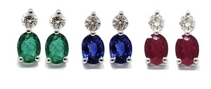 Moda clásica diseño diario forma ovalada 18K oro blanco sólido diamante Real Color piedra ovalada rubí Stud pendientes mujer regalo de boda - Product Image 5