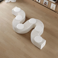 Tabouret pliant en papier style accordéon, coussin en cuir, transformable en banc pour espace invités ou tabouret de bout de lit, minimaliste, direct usine