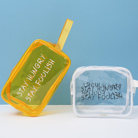 LOGO personnalisé sac cosmétique de voyage en pvc transparent étanche sac de maquillage en pvc à fermeture éclair en plastique transparent