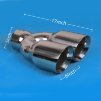 Punta de escape de 6 pulgadas de acero inoxidable con doble salida en Y, pulida, universal, para camiones diésel de servicio pesado y camionetas.