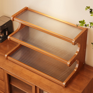 <b>Desktop</b> Cup Storage Rack 3 Tier Wooden Organizer Multipurpose Desk <b>Shelf</b> for Office Home Use - Product Image 1