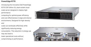DELL PowerEdge R770หน่วยประมวลผล Intel Xeon 144 E-Cores หรือ86 P-Cores ระบายความร้อนด้วยของเหลวแร็คเซิร์ฟเวอร์2U - Product Image 2