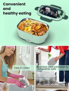 New Luxury 304 Stainless Steel Portable Water-free Electric Dual Tier 2-<b>Compartment</b> 220V Constant Temperature Heating <b>Lunch</b> <b>Box</b> - Product Image 6