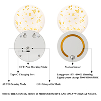 Lampe murale tactile rechargeable par USB, décoration de maison intelligente nordique moderne, capteur de mouvement intérieur, sans fil, magnétique, lampe de chevet LED, veilleuse