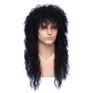 Cheap Adult Mens Black Color Disco Punk Rock Synthetic Party Wigs Factory HPC-6001