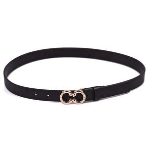 कस्टम जींस साधारण गोल मिश्र धातु बकल काले पु चमड़े की महिलाओं के लिए कमर बेल्ट 2.3 सेमी चौड़ाई 100 सेमी - Product Image 2