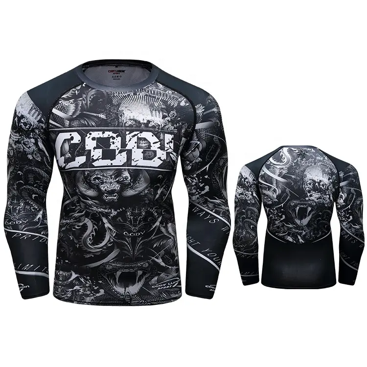 Cody su misura di compressione sport sublimata T- shirt per gli uomini Jiu Jitsu Bjj Rash Guard tatuaggio maschile maschile Kickboxing Jersey