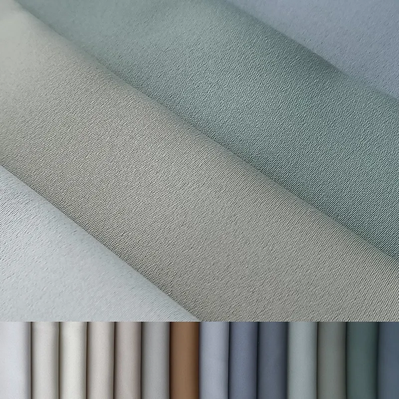 Factory Wholesale double faced 100% polyester dimout curtain fabric high precision satin blackout fabric for curtains