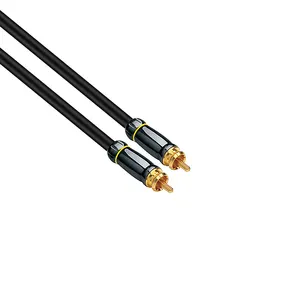 Premium Metallic High Quality 3.5mm 9 Pin Mini RCA Certificated Aux Cable Gold Plated Male To Male Audio RCA Cable