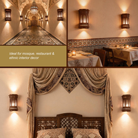 Lampe islamique, décoration intérieure, mosquée, restaurant, salle à manger, chambre à coucher, lampe murale LED en fer forgé