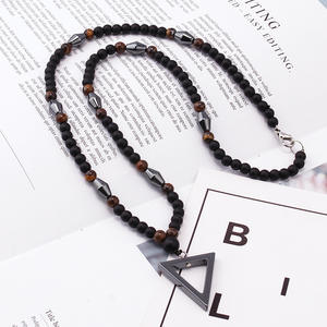 Collar con Colgante Magnético de Estilo Étnico, Cuentas de Ojo de Gato Negro y Ojo de Tigre, Joyería Geométrica, Regalo - Product Image 3