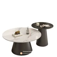 Table basse en métal de style moderne et luxueux italien avec plateau en ardoise, combinaison haute/basse, salon, petit appartement, table d'appoint