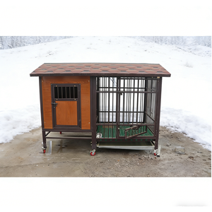 Caseta para Perros de Exterior con Comedero y Bebedero Giratorios, Habitación Aislada y Cálida, Logotipo Personalizado, Plegable de Madera, Impermeable - Product Image 1