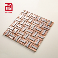 Mosaïque de verre cristal argent doré 300x300mm pour le mur et le sol