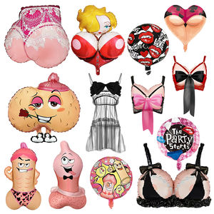 <span class=keywords><strong>Despedida</strong></span> de soltero Globos de papel de aluminio Ropa interior de encaje Pecho Sexy Novia para ser novio Globo sexy Soltero Adulto San Valentín <span class=keywords><strong>Despedida</strong></span> de soltera Juguetes - Product Image 1