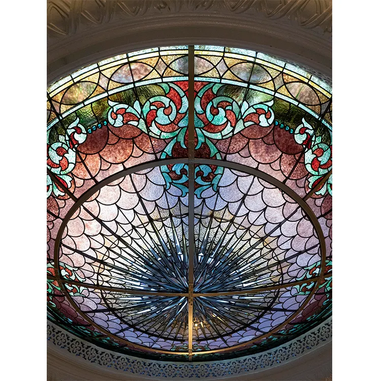 Diseño antiguo de vitral invertido, techo de la Iglesia de la resurrección, Tifny, cristal con plomo, tragaluz para luces naturales