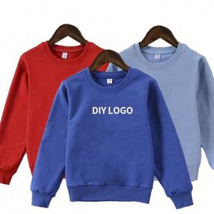 Sweat-shirts en coton de qualité supérieure pour enfants, garçons et filles, à col rond, motif uni, pour le printemps - Product Image 2