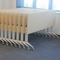 Table mobile multifonctionnelle moderne avec roulettes, pliable et portable, bureau de conférence, assemblage facile