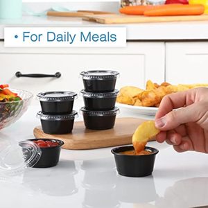 Bán Buôn Thân Thiện Với Môi Màu Đen Nhựa Kín Salad Thay Đồ <span class=keywords><strong>Container</strong></span> Có Nắp Đậy Phần Ly Cho Ngâm Nước Sốt Nhỏ <span class=keywords><strong>Container</strong></span> - Product Image 3