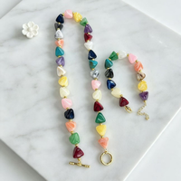 Collier de perles acryliques colorées CH-HDN2072, collier avec fermoir plaqué or, collier de perles en verre acrylique coloré, bijoux