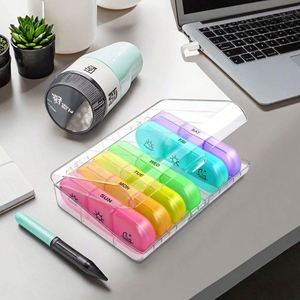 กล่องยาแบบพกพา 21 ช่อง สำหรับ 7 วัน สีสันสดใส กล่องเก็บยาพลาสติก - Product Image 2
