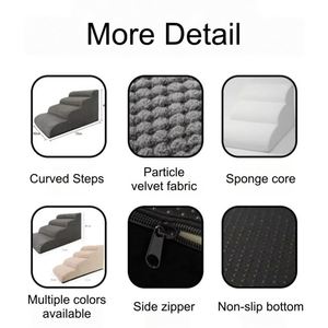 Pet Stairs Scalloped Canine Climbing Ladder Corduroy Polyurethane Incline - Senior-Friendly Maneuverability - Stability <b>Bench</b> - Product Image 6