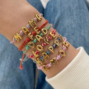 Nouveauté, bijoux pour femmes, bracelet tressé en acier inoxydable, lettres initiales LOVE HAPPY, bracelets à cordon tressé - Product Image 1