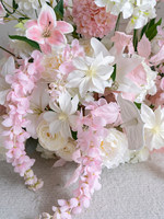 Boule de fleurs artificielles en soie rose, arrangement floral, arche de fond, faite à la main, durable, pour décoration de mariage et photographie en extérieur