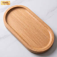 Plateau de rangement ovale en bois pour salle de bain, cuisine, plateau de service décoratif, hôtel, restaurant et café
