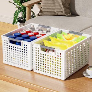 Cestas de Almacenamiento de Plástico Rectangulares con Asa para Cocina, Escritorio, Organización de Juguetes, Capacidad de 30L, Color Blanco - Product Image 1