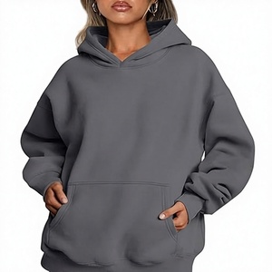 Sudadera informal extragrande con capucha para mujer, forrada, de manga larga, a rayas, de algodón, tela no tejida, transpirable, antipilling - Product Image 1
