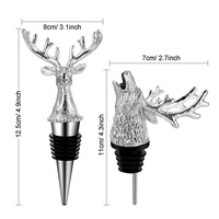 Bouchon de verseur de vin à tête de cerf réutilisable personnalisé en alliage de zinc métal silicone accessoires de vin bouchon de bouteille décoratif vente en gros