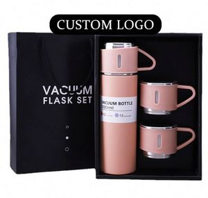 Vacuum Flask Gift <b>Set</b> Wholesale Low MOQ 500ml 17oz Business Stainless Steel Thermal <b>Mug</b> Gift <b>Set</b> with 3 Lids - Product Image 1
