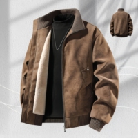 Blouson Bomber Rétro Homme Oversize en Cuir PU à Col Montant, Personnalisable, Coupe-Vent pour l'Hiver et les Activités de Plein Air, Veste de Moto pour Homme