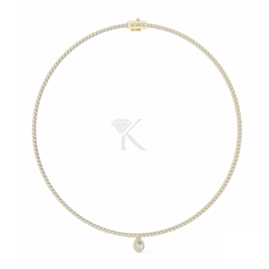 Pear Drop Diamond Tennis <b>Necklace</b> 14K <b>Solid</b> Gold Teardrop Halo Pendant Lab Grown Round Brilliant Bridal Fine Jewelry - Product Image 1