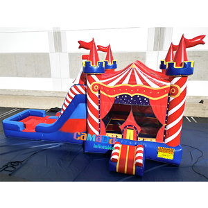 Château gonflable à thème drapeau étoilé avec toboggan, combo château gonflable américain à double toboggan pour jardin - Product Image 4
